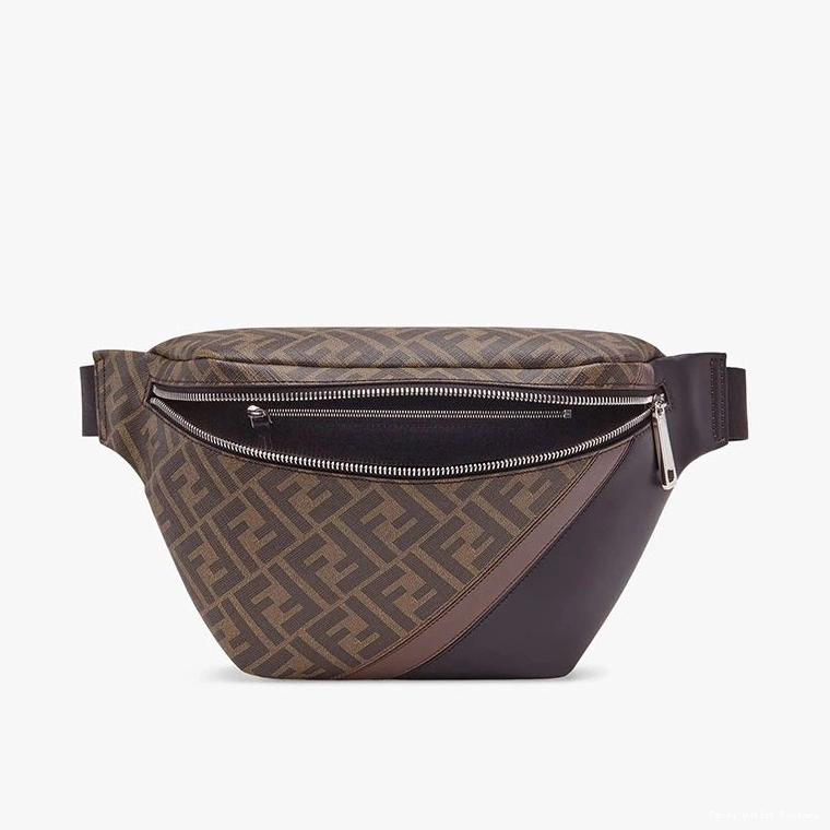 Cheap HOT Fendi FF Fabric Belt Brown In Coffee Bag Motif 0809